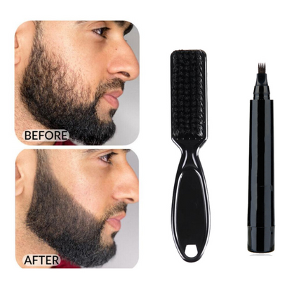 Waterproof Beard Pen Beard Filler Pencil And Brush Beard Enhancer Moustache