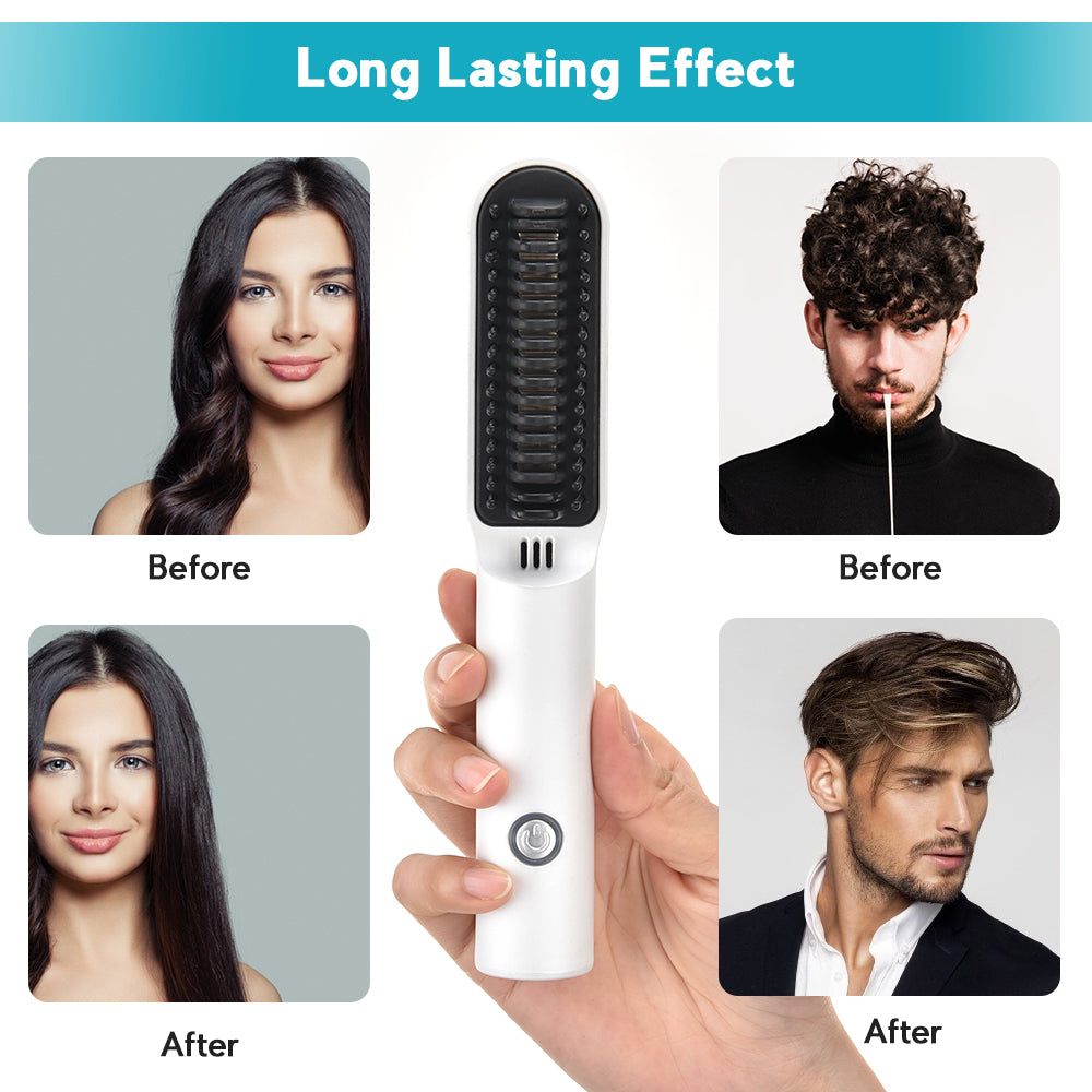 Cordless Curling And Straightening Comb For Barbershop