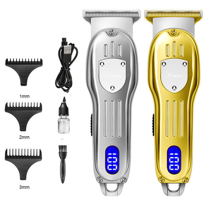 Retro Men's LCD Digital Display Hair Clipper Engraving Electric