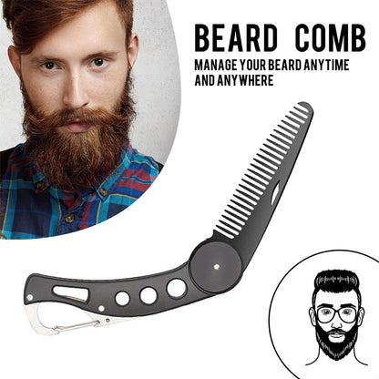 Men's Beard Mini Black Metal Folding Comb