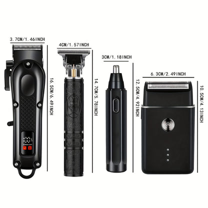 4 Pieces Electric Grooming Kit – Hair Clipper Foil Shaver Beard Trimmer Nose Trimmer
