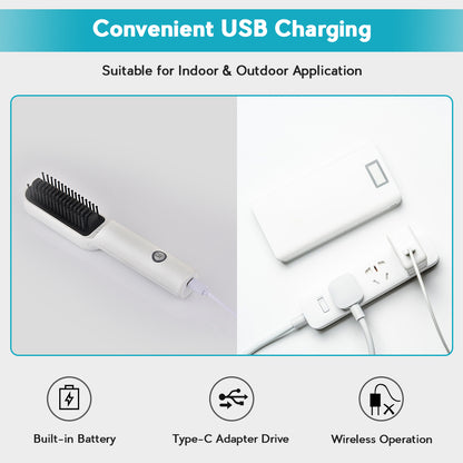 Cordless Curling And Straightening Comb For Barbershop