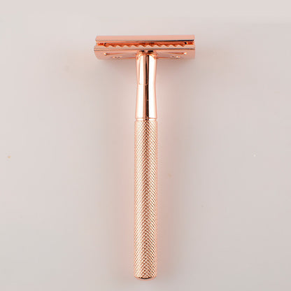 Retro Double-sided Razor With Diamond Pattern And Chrome-plated Handle