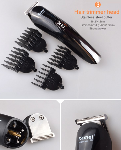 Kemei 6 in 1 Rechargeable Hair Trimmer Titanium Hair Clipper