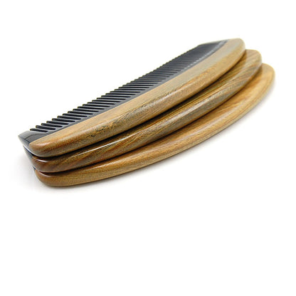 Natural Green Sandalwood Horn Comb Moon Sandalwood