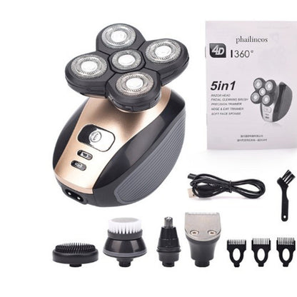 5-Head Electric Shaver 5-In-1 Rechargeable Razor