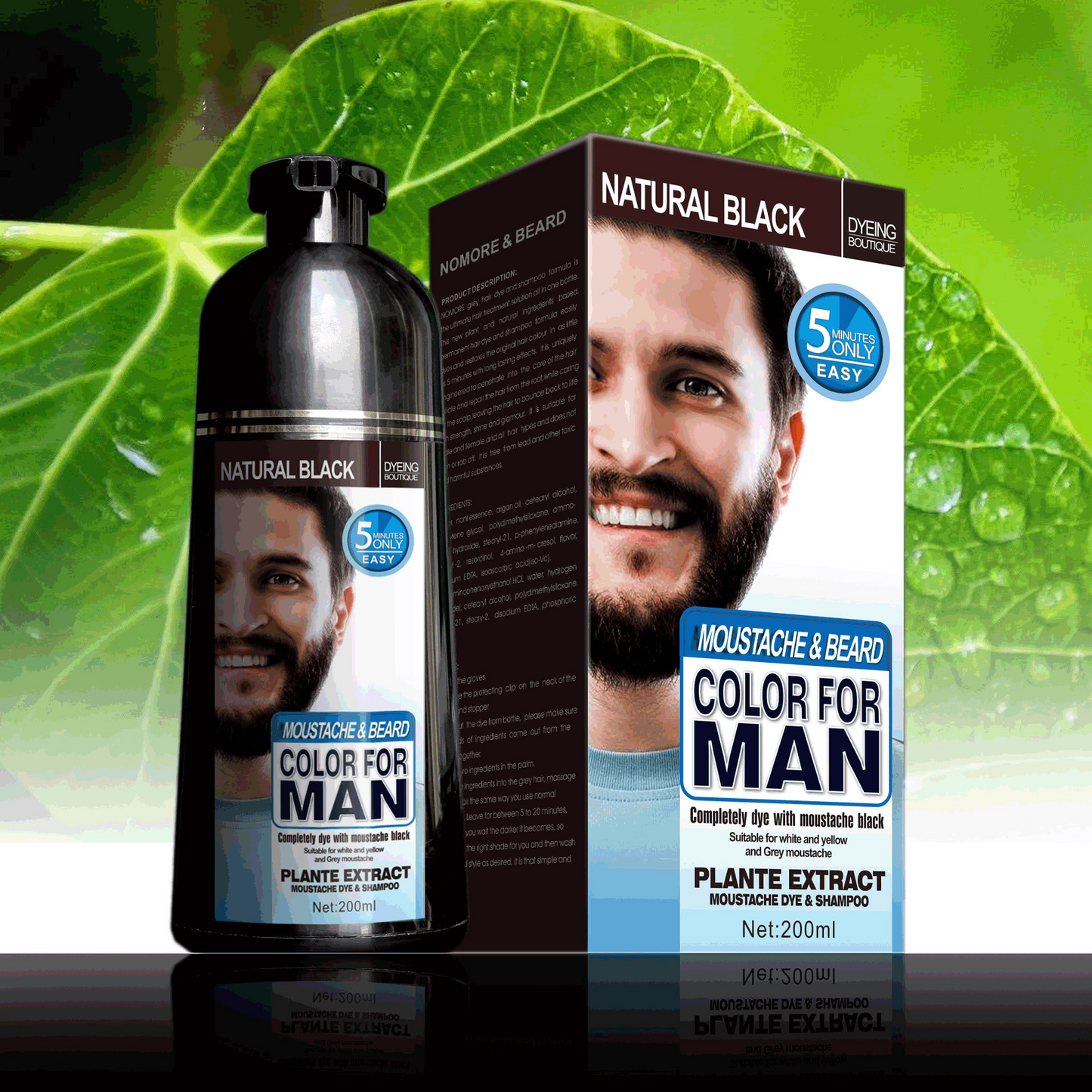 Natural Black Herbal Extract Fast Men Hair Color Dying Grey Hair Shampoo