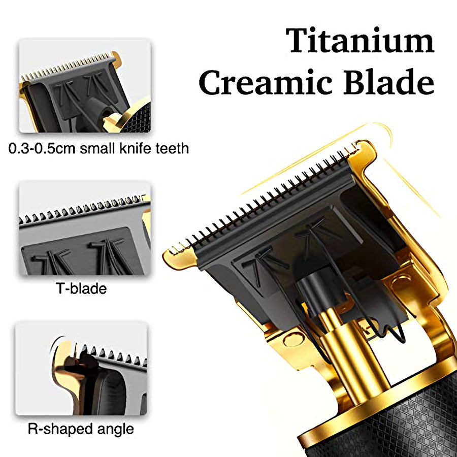 Men Hair Clippers Wireless USB Rechargeable, Black and Gold