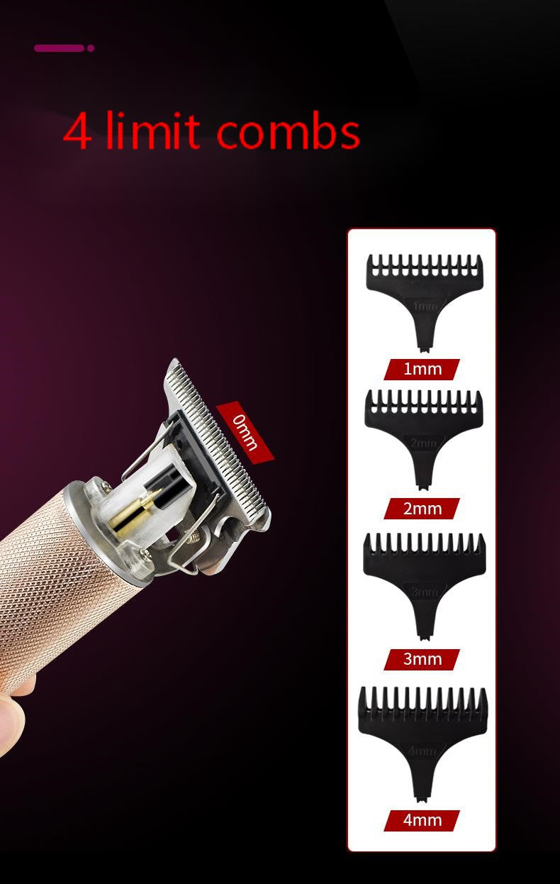 Oil head carving electric hair clipper USB trimming push white aluminum tube hair clipper