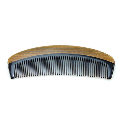 Natural Green Sandalwood Horn Comb Moon Sandalwood