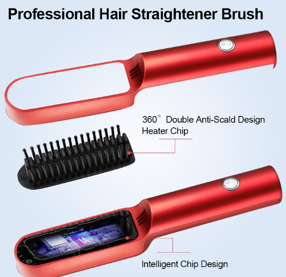 Wireless Hair Straightener Comb Beard Brush