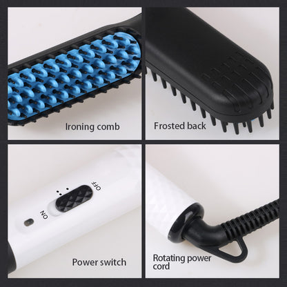 2 in 1 Hair Straightener Brush Heating Electric Ionic Straightening Brush