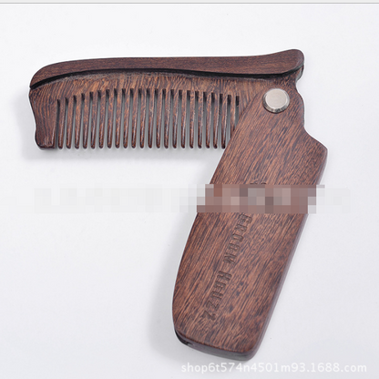Folding comb beard comb black gold sandalwood