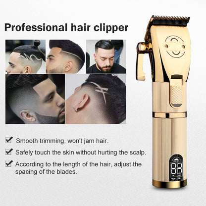 Rechargeable Universal Knife Electric Clipper Gold LCD Display