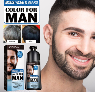 Natural Beard Hair Dying Shampoo Long Lasting Black Beard Dye Shampoo