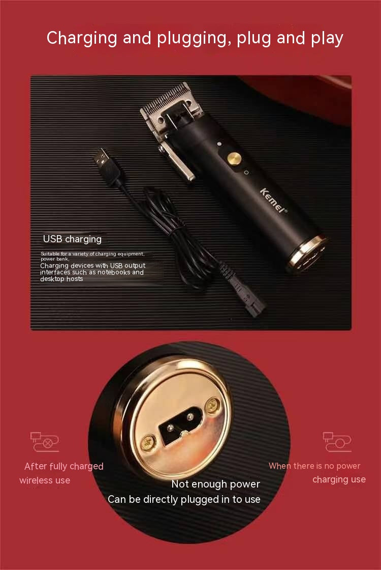 Lithium Battery USB Charging Adjustable Cutter Head Hair Clipper Hair Salon