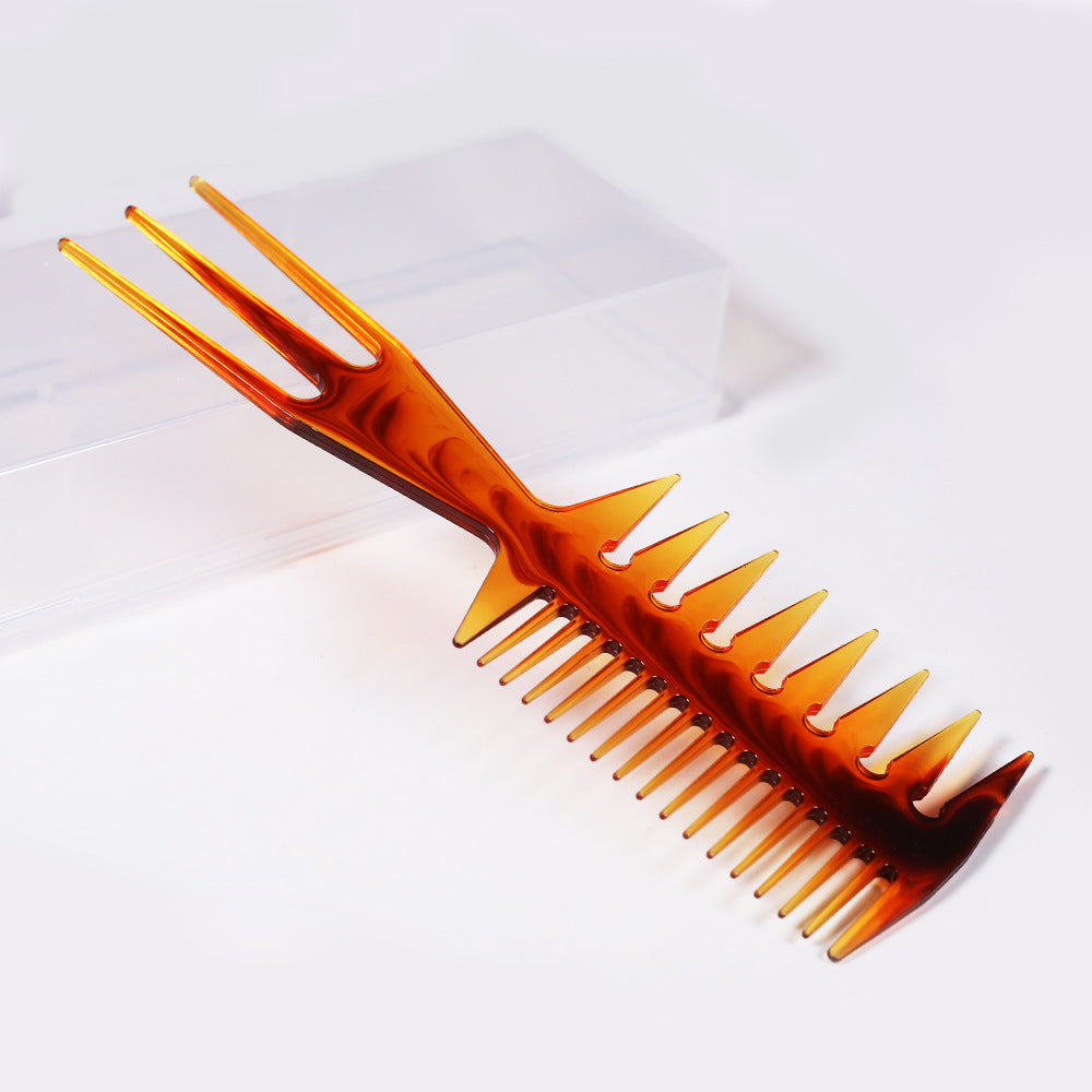 Brosse  Cheveux Dents Largespeigne Double Face,Couleur Ambre, Pour Salon De Coiffure