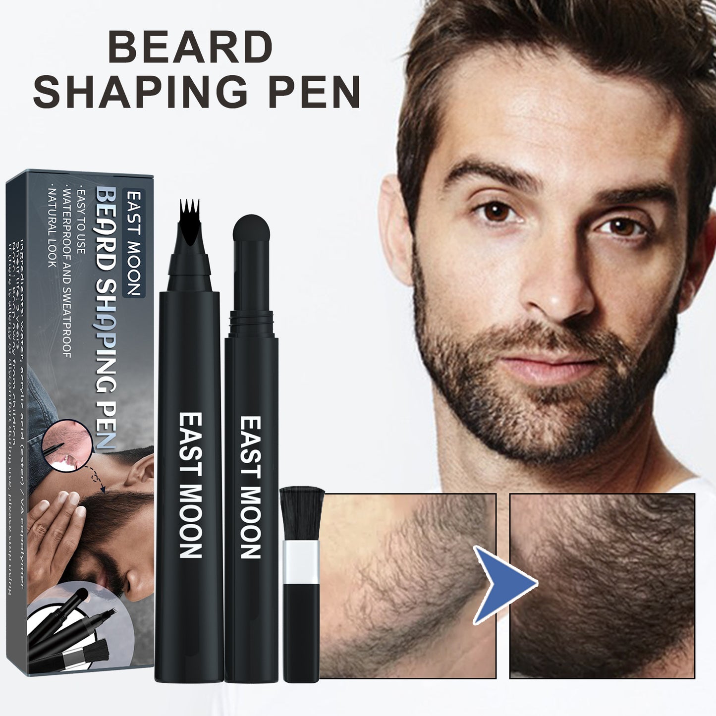 Beard Filling Pen Set Three-in-one Brush Beard Filling Men's Beard Care