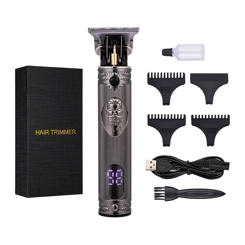 Retro Oil Head Carving Digital Display Professional Barber Scissors Electric Clippers