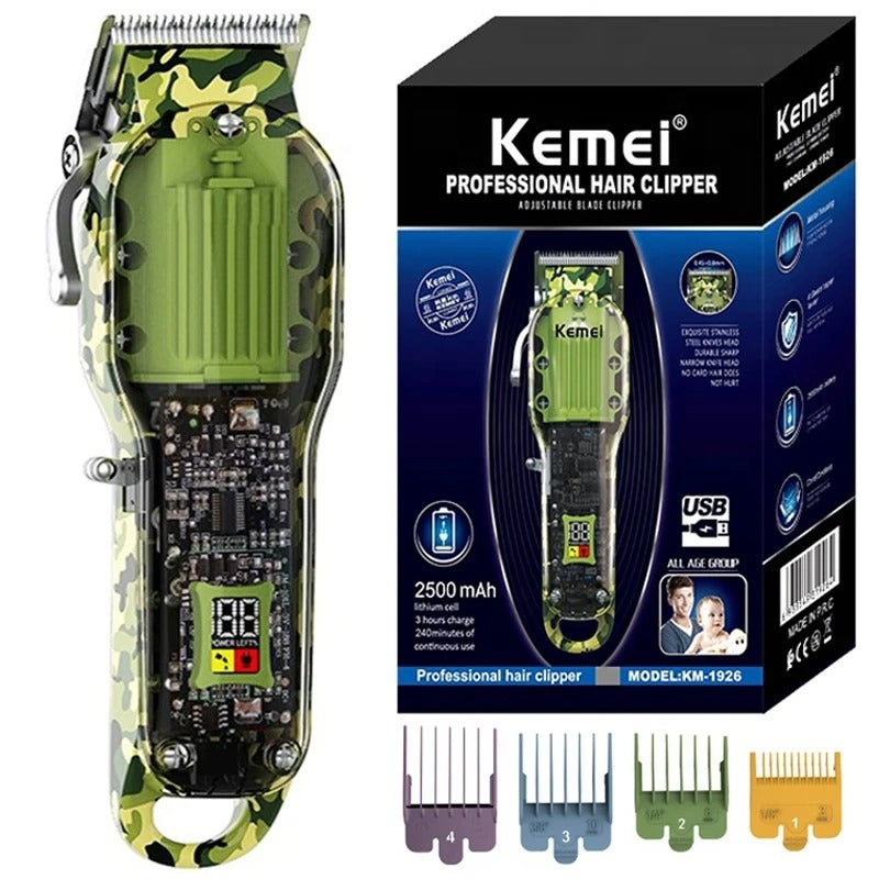 Transparent Camouflage USB Automatic Grinding Digital Display Electric Clipper