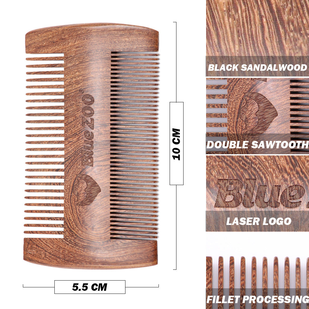 Black Gold Sandalwood Double-sided Beard Comb Beard Portable Comb ...