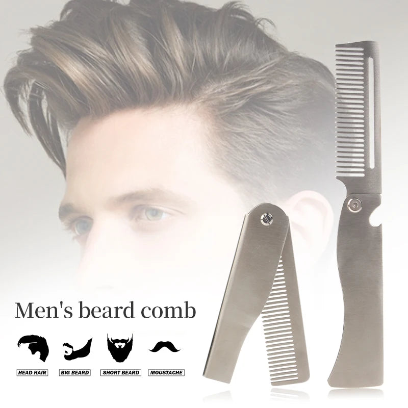 Men Retro Oil Head Comb Portable Folding Stainless Steel