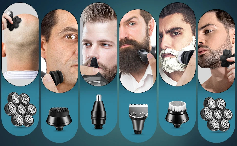 Kensen 5 in 1 Electric Shaver 7D Floating Cutter Head Rechargeable Shaver Kit