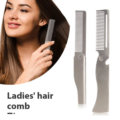 Men Retro Oil Head Comb Portable Folding Stainless Steel