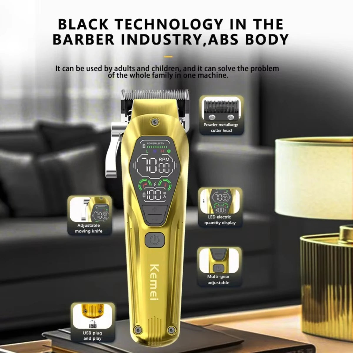 Kemei Hair Trimmers Professional Hair Cut Machine 9000 RPM KM-1698