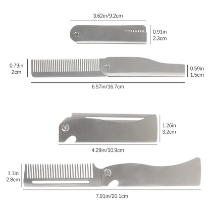 Men Retro Oil Head Comb Portable Folding Stainless Steel