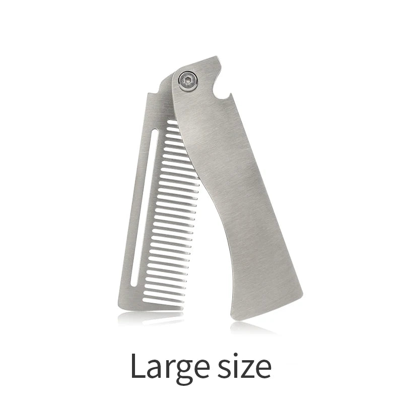 Men Retro Oil Head Comb Portable Folding Stainless Steel