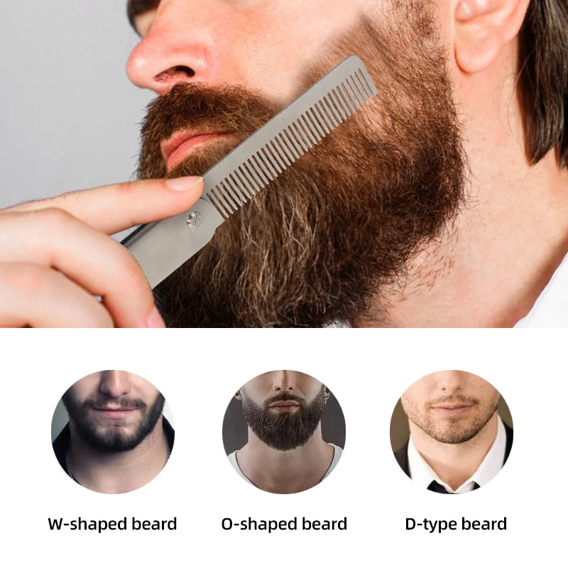Men Retro Oil Head Comb Portable Folding Stainless Steel