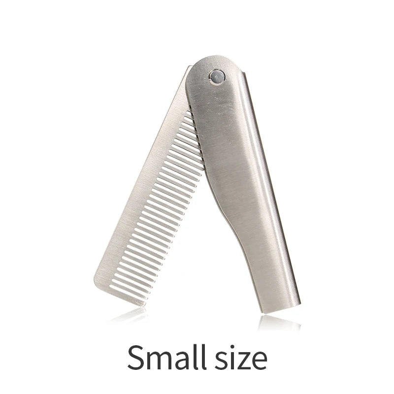 Men Retro Oil Head Comb Portable Folding Stainless Steel