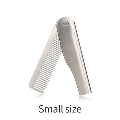 Men Retro Oil Head Comb Portable Folding Stainless Steel