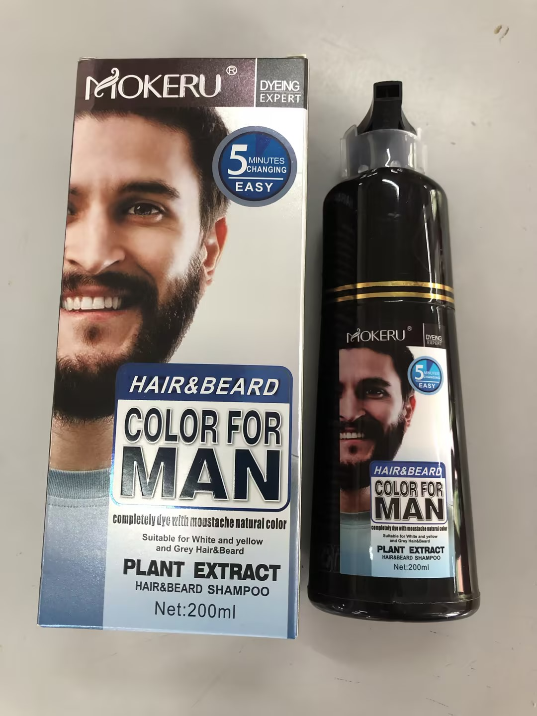 Permanent Beard Dye Shampoo for Men Beard Dying Removal White Grey Beard