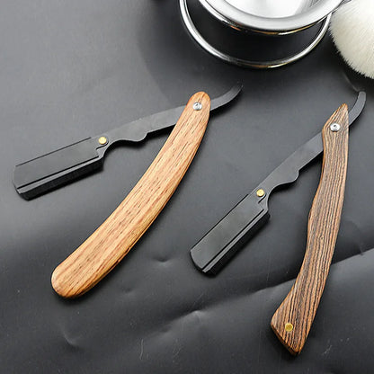 Stainless Steel Folding Shave Knife Handle Beard Straight Razor