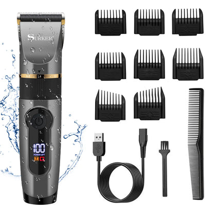 SURKER Professional Hair Clipper Ceramic Blade Male Hair Trimmer