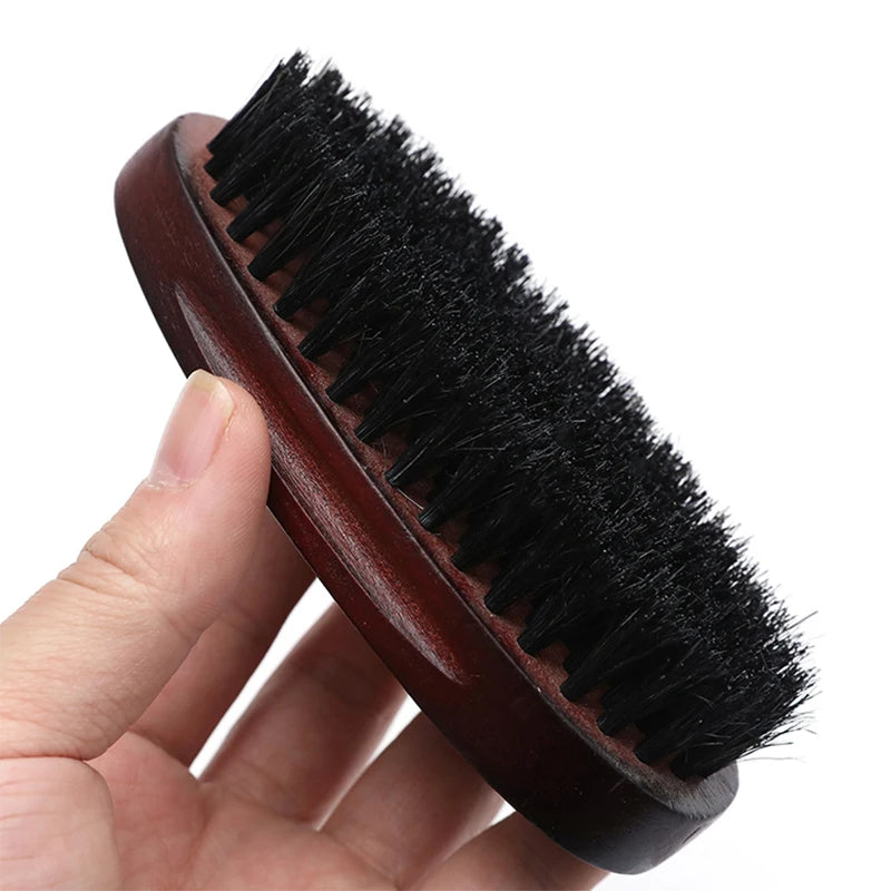 Men's Hair Beard Brush Natural Wood Comb Boar Bristle