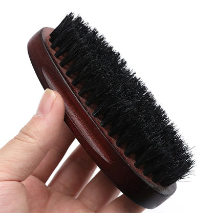 Men's Hair Beard Brush Natural Wood Comb Boar Bristle