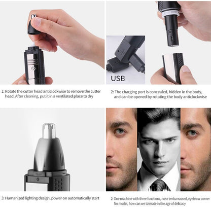 Original Kemei 3in1 Waterproof Nose Ear Hair Trimmer For Men