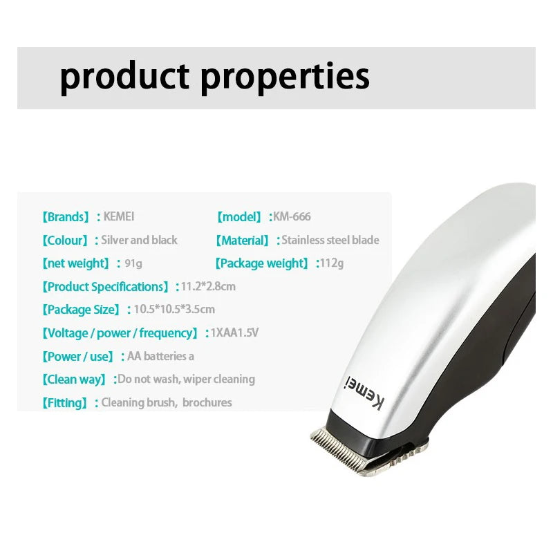 Kemei Newly Design Electric Hair Clipper Mini Portable Hair Trimmer