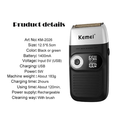 Kemei Electric Shaver Men Rechargeable Beard Shaver