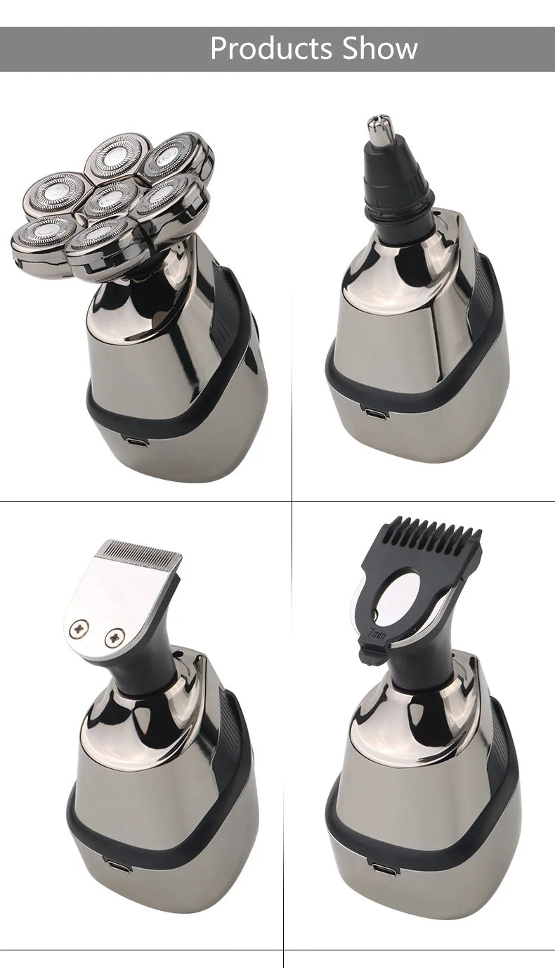 5 IN 1 4D Men's Rechargeable Bald Head Electric Shaver