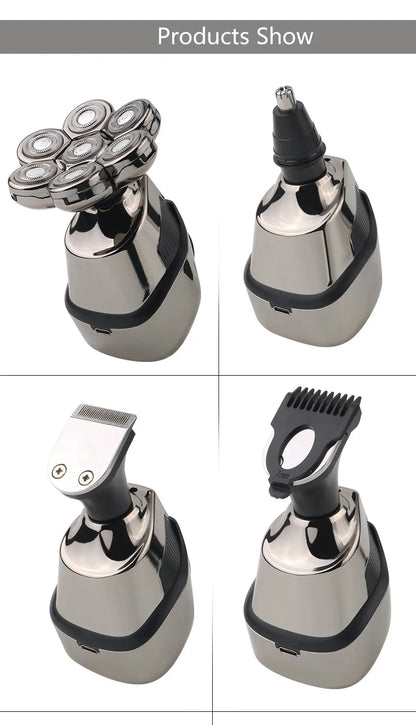 5 IN 1 4D Men's Rechargeable Bald Head Electric Shaver