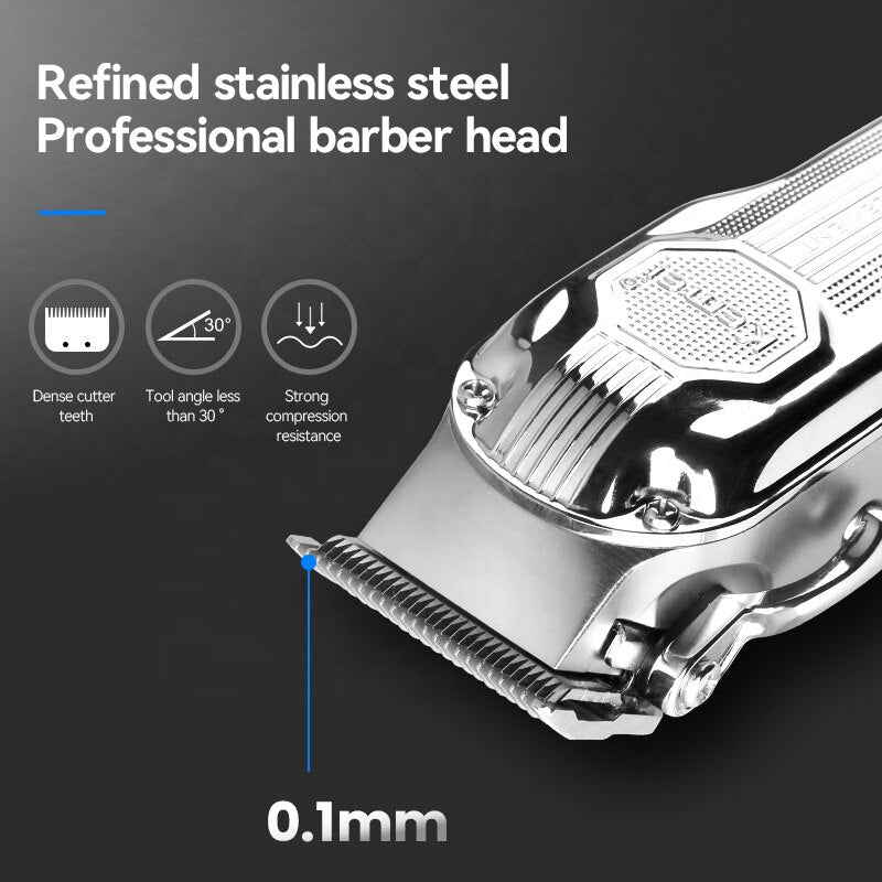 Full Metal Cord Cordless Barber Hair Clipper Professional Hair Trimmer