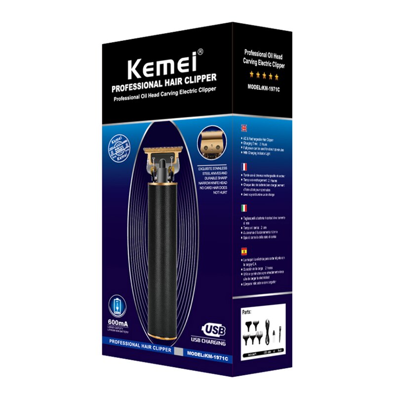 Original Kemei Zero Gapped Blade For Men Professional Rechargeable Electric Clipper