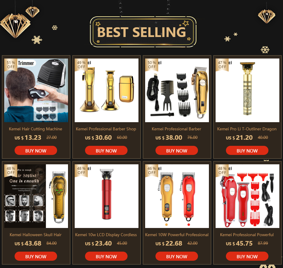 Kemei 10W Powerful Professional Hair Clippers Men All Metal