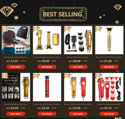 Kemei 10W Powerful Professional Hair Clippers Men All Metal