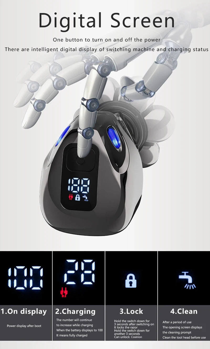 5 IN 1 4D Men's Rechargeable Bald Head Electric Shaver