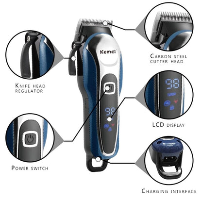 Original Kemei Powerful Rechargeable Hair Clipper Adjustable Electric Beard Hair Trimmer